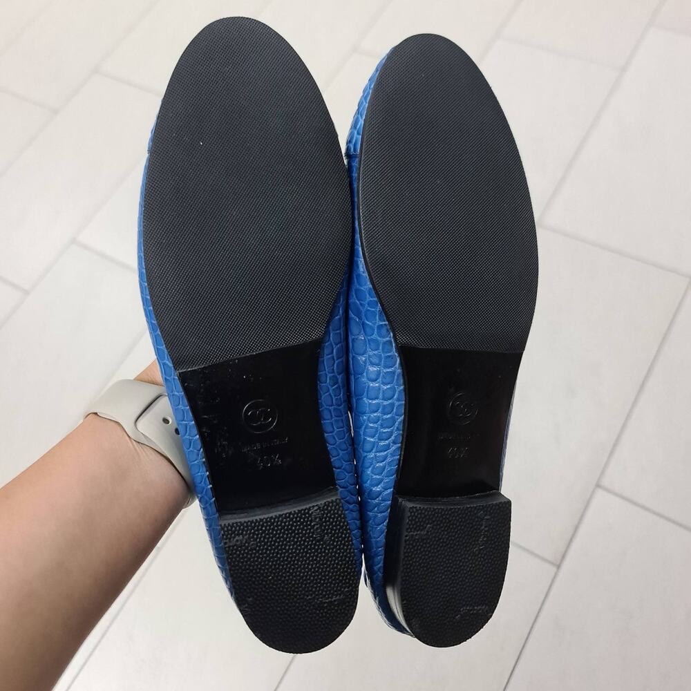 CHANEL Blue Alligator CC Ballerina Flats Sz. 40.5 - Picture 4 of 11